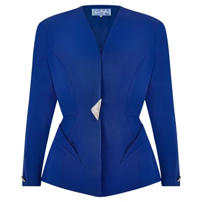 Pre-owned Mugler 1990s Thierry  Couture Blue Wool Jacket