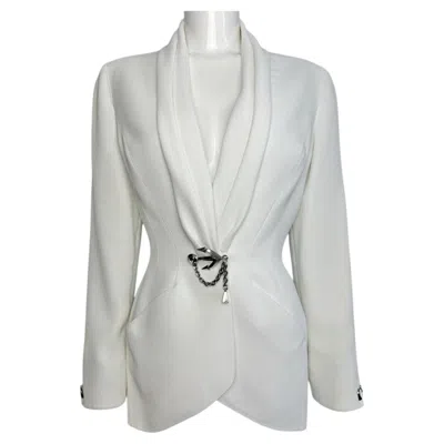 Pre-owned Mugler 1990s Thierry  Cruise White Jacket With Anchor Details