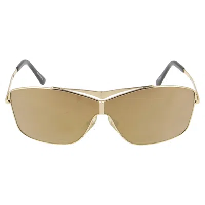 Pre-owned Mugler 1990s Thierry  Gold Metallic Unisex Sunglasses With V-brow In Brown