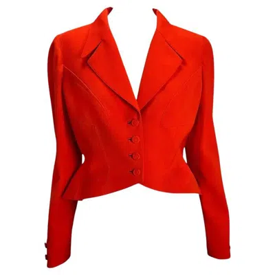 Pre-owned Mugler 1990s Thierry  Orange Structured Hourglass Cropped Blazer 40fr