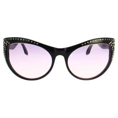 Pre-owned Mugler 1990s Thierry  Vintage Black Cat-eye Eyewear With Crystals