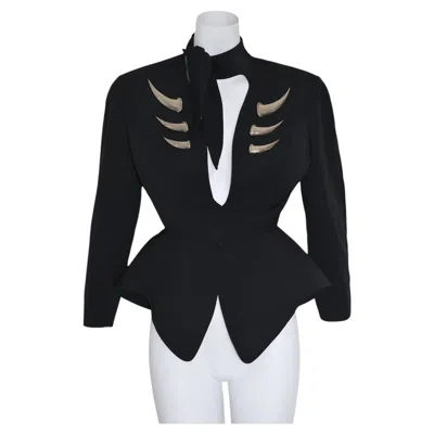 Pre-owned Mugler 1992 Thierry  �les Cowboys� Runway Archival Jacket With Chrome Details In Black