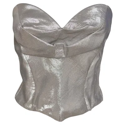 Pre-owned Mugler 1992 Thierry  Silver Metallic Sculpted Bustier Top