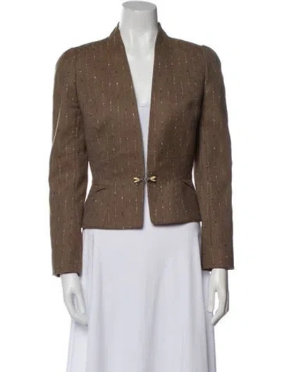 Pre-owned Mugler 2000 Tweed Pattern Evening Jacket In Brown