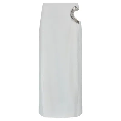 Pre-owned Mugler 2015  Runway White Crepe Skirt With Articulated Chrome Waistband