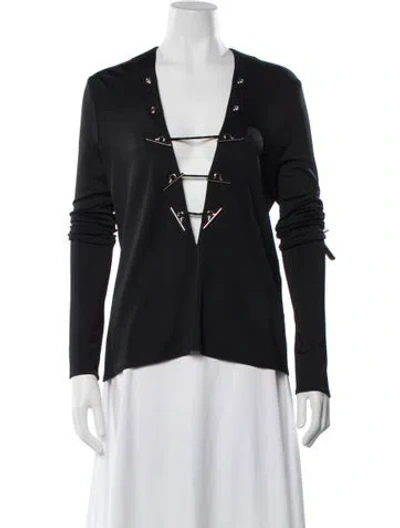 Pre-owned Mugler 2015 Plunge Neckline Top W/ Tags In Black