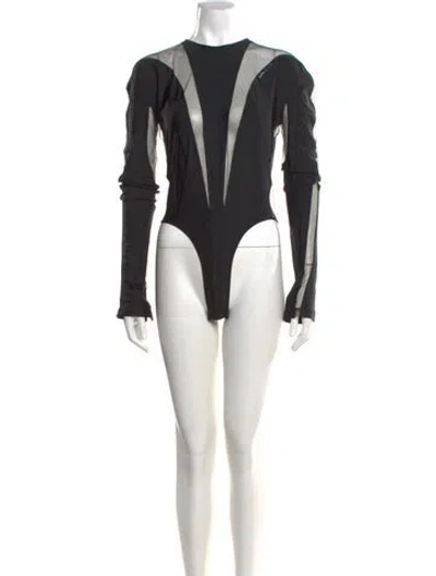 Pre-owned Mugler 2022 Crew Neck Bodysuit In Black
