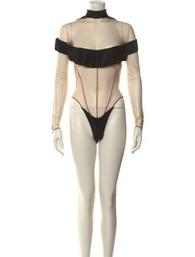 Pre-owned Mugler 2022 Turtleneck Bodysuit In Black