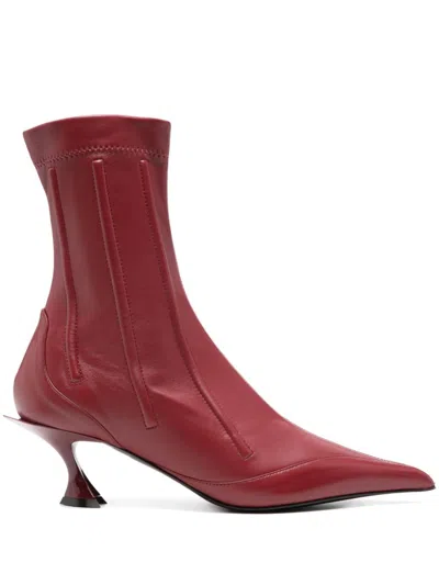 Mugler 55mm Boned Leather Fang Boots In 红色