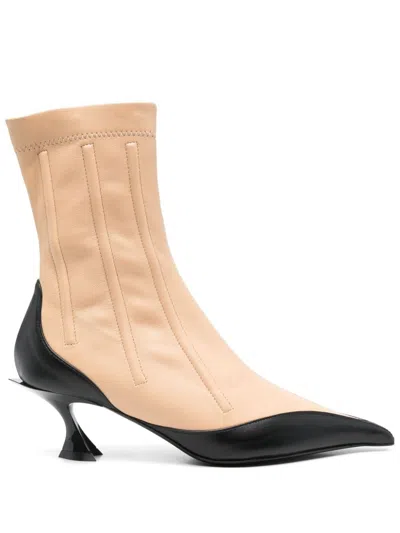 Mugler 55mm Fang Ankle Boots In Neutrals