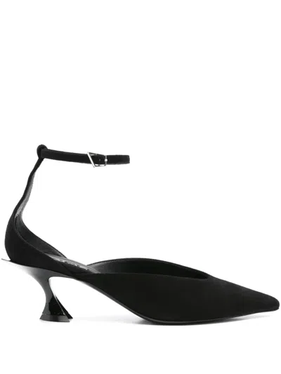 Mugler 55mm Fang Ankle-strap Pumps In Black