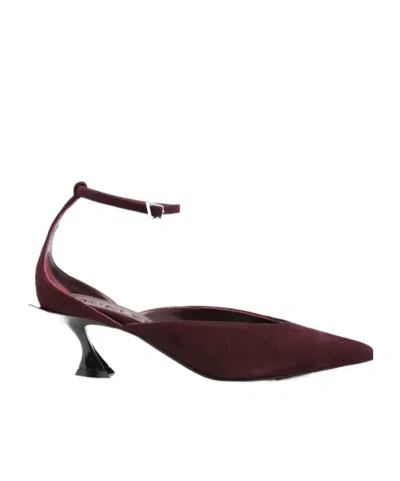 Mugler 55mm Fang Ankle-strap Pumps In Burgundy