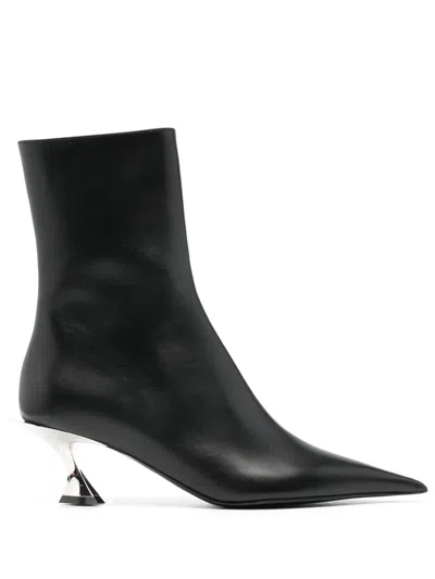 Mugler 55mm Leather Ankle Boots In Black