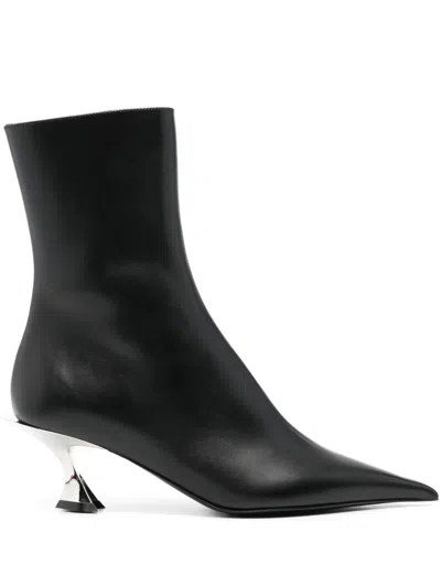 Mugler 60mm Leather Ankle Boots In Black