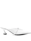 Mugler 60mm Leather Buckled Heeled Mules In White