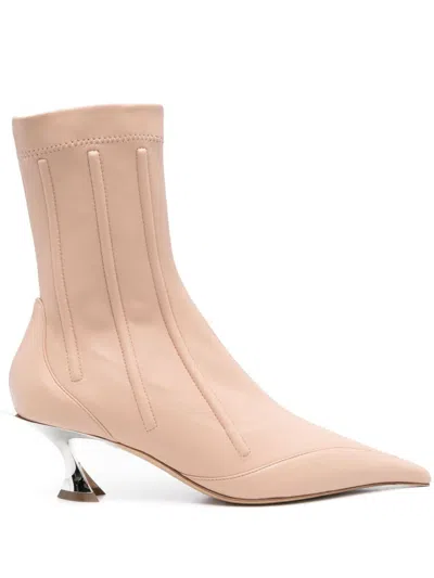 Mugler 65mm Ankle Boots In Neutrals