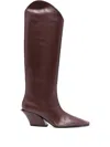 Mugler 70mm Pointed-toe Leather Boots In Red