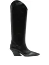 Mugler 80mm Pointed-toe Calf Leather Boots In Black