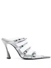 MUGLER 90MM CHROME LEATHER FANG SANDALS