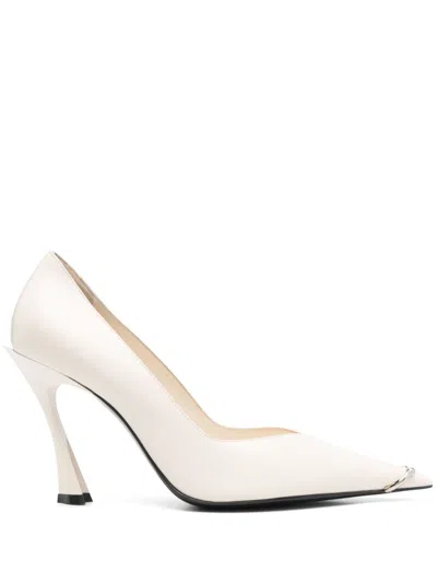 Mugler 90mm Leather Piercing Fang Pump In White
