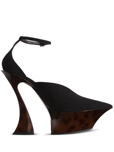 Mugler 95mm Ankle-strap Sculpted-heel Mules In Brown