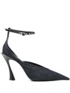 Mugler 95mm Denim Mules In Blue