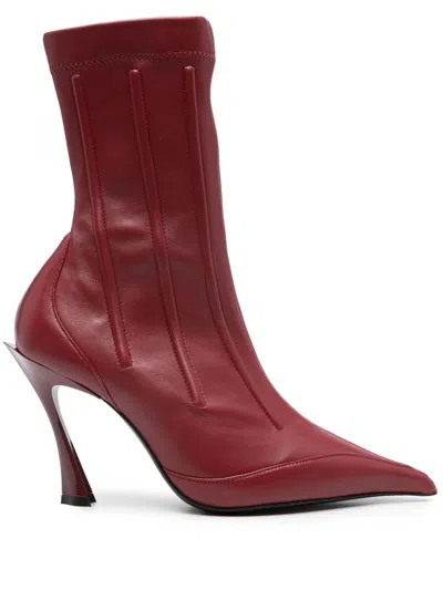Mugler 95mm Embossed-detail Boots In 红色