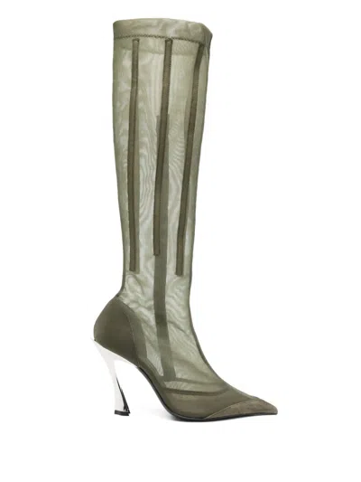 Mugler 95mm Fang Boots In Green