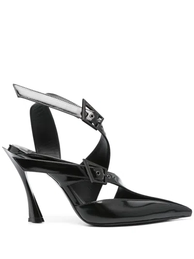 Mugler 95mm Fang Mules In Black