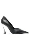 Mugler 95mm Grainy Leather Pumps In Black