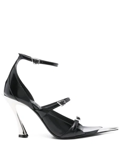 Mugler 95mm Leather Sandals In Schwarz