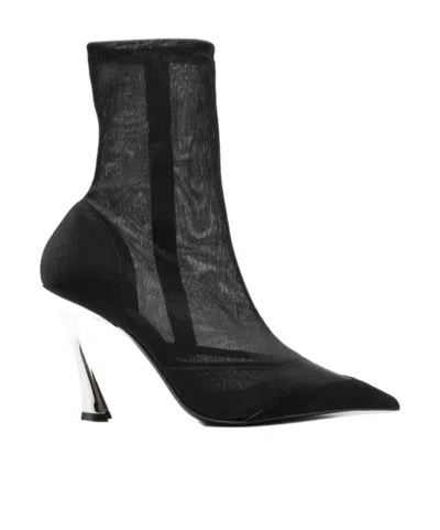 Mugler 95mm Mesh Ankle Boots In Black