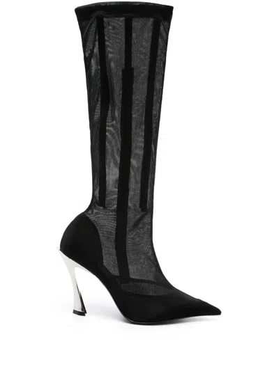 Mugler 95mm Mesh Boots In Black