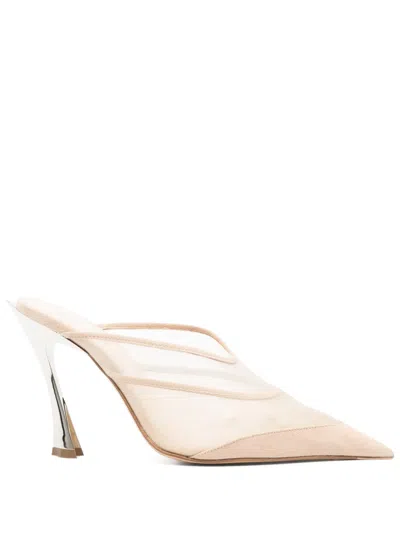 Mugler 95mm Mesh Mules In Neutrals