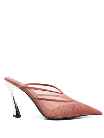 Mugler 95mm Mesh Mules In Neutrals