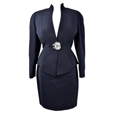 Pre-owned Mugler A Thierry  Couture Black Tuxedo Skirt Suit - France Circa 1990/2000