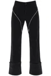 MUGLER ADJUSTABLE CUT-OUTS MID-RISE STRAIGHT JEANS IN BLACK