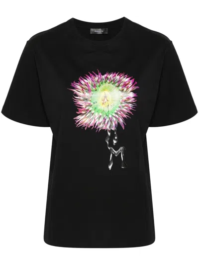Mugler Anemone Cotton T-shirt In Black