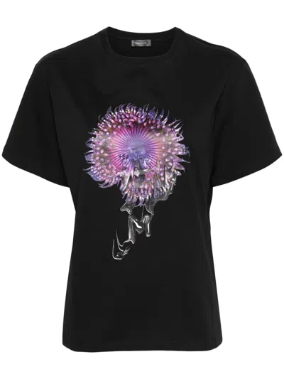 Mugler Anemone Cotton T-shirt In Black