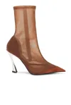 Mugler Fang 95mm Mesh Boots In Cinnamon