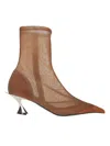 Mugler Fang 55mm Pointed-toe Mesh Boots In Brown