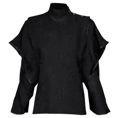 Pre-owned Mugler Archival Thierry  Silk Blouse 1978 Black