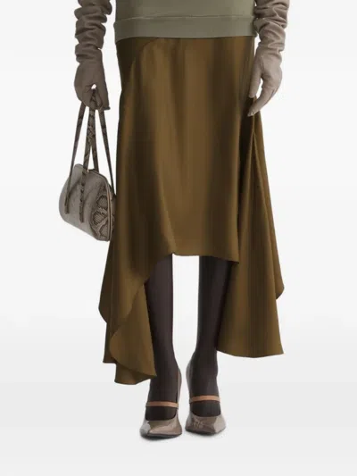 Mugler Asymetric Fluid Skirt In Brown