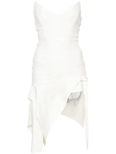 Mugler Asymmetrisches Bustier-minikleid In Nude