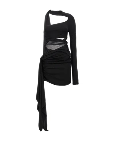 MUGLER MUGLER ASYMMETRIC CUT-OUT ILLUSION MINI DRESS