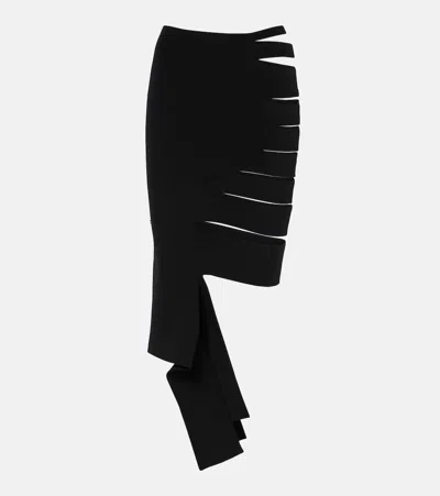 Mugler Asymmetric Cutout Midi Skirt In Black