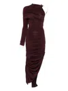 Mugler Asymmetric Draped Maxi Dress In Purple