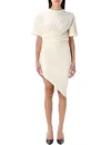 Mugler Tshirt Draped Mini Dress In White
