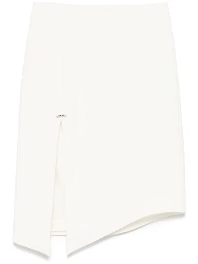 Mugler Asymmetric Ecru Midi Skirt In White