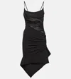 Mugler Asymmetric Gathered Minidress In Black